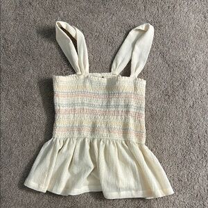Madewell Cream Smocked Peplum Tank Top